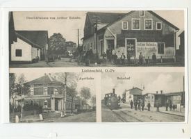 Lichtenfeld, Kreis Heiligenbeil Lichtenfeld, Geschäft, Apotheke, Bahnhof Лихтенфельд, магазин, аптека, вокзал