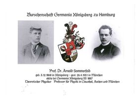 Königsberg (Pr.), Stadtkreis Königsberg Königsberg (Pr.), Karte der Burschenschaft Germania Königsberg zu Hamburg Кёнигсберг (Пр.), открытка братства «Германия» Кёнигсберг в Гамбурге