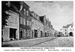 Gerdauen, Stadt und Bahnstation, Kreis Gerdauen Markt-West