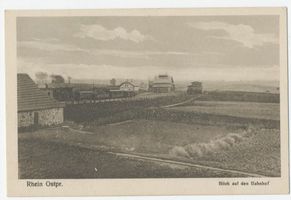 Rhein Kr. Lötzen, Kreis Lötzen Rhein Kr. Lötzen, Blick auf den Bahnhof 