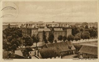 Gumbinnen, Stadt, Kreis Gumbinnen Gumbinnen, Kaserne des Inf.-Reg. Nr. 1 Гумбиннен, казарма пехотного полка № 1