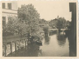 Osterode (Ostpr.), Kreis Osterode Baderstraße Osterode (Ostpr.), Blick von der Drewenzbrücke in der Baderstraße zur Brauerei 