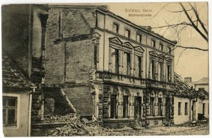 Soldau, Kreis Neidenburg Soldau, Mühlenstraße, Zerstörungen Зольдау, Мюленштрассе, разрушения