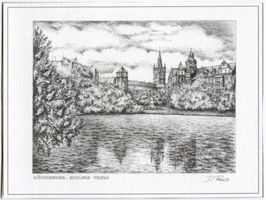 Königsberg (Pr.), Stadtkreis Königsberg Königsberg (Pr.), Schloß und Teich, Lithographie Кёнигсберг (Пр.), Замок и пруд, литография
