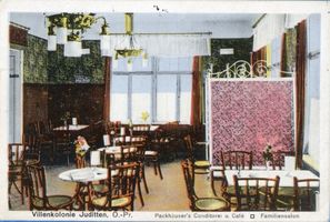 Juditten Stadtkr. Königsberg, Stadtkreis Königsberg Juditten Kr. Königsberg, Villenkolonie, Packhäusers Konditorei und Café - Familiensalon Königsberg, Stadtteil Juditten