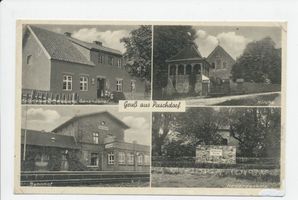 Puschdorf Kr. Insterburg, Kreis Insterburg Puschdorf Kr. Insterburg, Kolonialwarenhandlung, Kirche, Heldendenkmal 