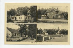 Springborn Kr. Heilsberg, Kloster, Kreis Heilsberg Springborn Kr. Heilsberg, Kloster, Gasthaus, Bahnhof, Schule, Ortsansicht 