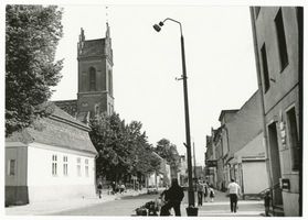 Sensburg, Stadt, Kreis Sensburg Sensburg, Königsberger Straße mit Kath. St. Adalbert Kirche III 