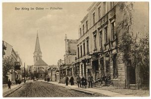 Schloßberg, Kreisstadt, Kreis Schloßberg Pillkallen Kr. Schloßberg, Zerstörte Bahnhofstraße II Erster Weltkrieg