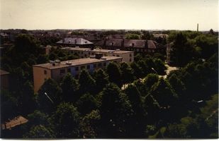 Tilsit, Stadt, Stadtkreis Tilsit Deutsche Straße Tilsit (Советск), Blick vom Hochhaus des Bekleidungsbetriebes in der ehemaligen Deutschen Straße Richtung Südwest 