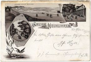 Neukuhren, Kreis Samland Neukuhren, Damenbad, Strand, Hotel Richter, Weg bei Neukuhren 