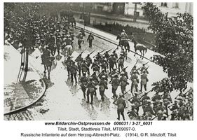 Tilsit, Stadt, Stadtkreis Tilsit Herzog-Albrecht-Platz  Tilsit, Erster Weltkrieg, russische Besetzung und Befreiung 1914