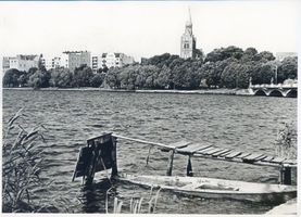Lyck, Stadt, Kreis Lyck Lyck, Blick von der Insel auf die Stadt Masurische Seen