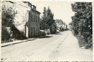 Goldap, Kreis Goldap Goldap, Töpferstraße mit ehemaliger Bäckerei Goldap, nach 1945