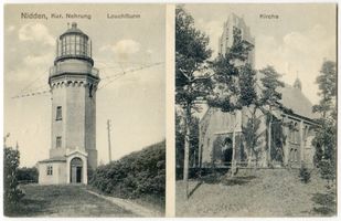 Nidden, Kreis Memel Nidden, Leuchtturm und Kirche Nidden, Luftbilder