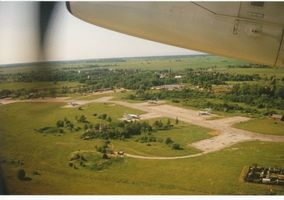 Powunden Kr. Samland, Kreis Samland Powunden Kr. Samland, Blick Richtung Cranz, Flugplatz, Luftbild Samland, Orte im Kreis