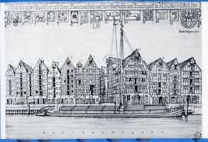 Königsberg (Pr.), Stadtkreis Königsberg Königsberg (Pr.), Hundegatt, Alte Speicher mit Hausmarken auf der Lastadie Кёнигсберг (Пр.), Хундегат, старые склады с домовыми знаками на Ластадии
