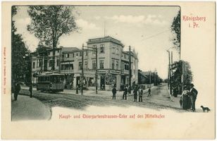 Königsberg (Pr.), Stadtkreis Königsberg Königsberg, Haupt- und Tiergartenstraßenecke auf den Mittelhufen Königsberg, Tiergarten