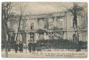 Schloßberg, Kreisstadt, Kreis Schloßberg Pillkallen, Kriegszerstörungen, Das von den Russen durch Feuer vernichtete Kreishaus Erster Weltkrieg