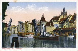 Königsberg (Pr.), Stadtkreis Königsberg Königsberg (Pr.), Am Pregel, Geöffnete Brücke II Königsberg, Stadtteil Altstadt (Umgebung des Schlosses)