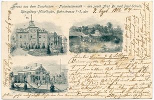 Königsberg (Pr.), Stadtkreis Königsberg Hindenburgstraße (fr. Bahnstraße) 7-9 Königsberg, Mittelhufen, Bahnstraße, Sanatorium Königsberg, Stadtteil Mittelhufen