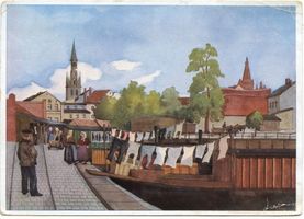 Memel, Stadt, Stadtkreis Memel Memel, Blick auf Memel, Gemälde 