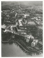 Ortelsburg, Stadt, Kreis Ortelsburg Ortelsburg, Rathaus und Umgebung, Luftbild 
