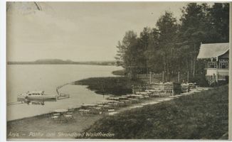 Arys, Kreis Johannisburg Arys, Strandbad Waldfrieden am Aryssee, I Арис, пляж «Вальдфриден» на озере Арис, I