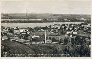 Sensburg, Stadt, Kreis Sensburg Sensburg, Blick auf die Halbinsel mit Segelflugschule Зенсбург, вид на полуостров с планерной школой