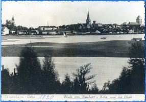 Passenheim, Stadt, Kreis Ortelsburg Passenheim, Blick von Reichertshöhe auf die Stadt 