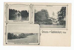 Gablauken, Kreis Mohrungen Gablauken, Gutshaus, Waldhaus und Geserichsee 