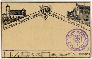 Rastenburg, Stadt, Kreis Rastenburg Rastenburg, Karte des Gymnasial-Sportbund  Herzog Albrecht  Rastenburg, Schüler-Turnverein Albertina am Herzog-Albrecht-Gymnasium Rastenburg