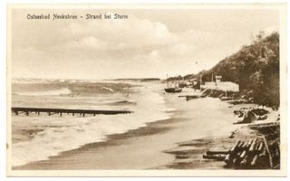 Neukuhren, Kreis Samland Neukuhren, Strand bei Sturm Нойкурен, пляж в бурю