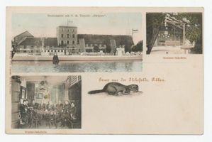 Pillau, Seestadt, Kreis Samland Pillau, Seestadt, Stadtansicht mit S. M. Torpedo  Sleipner  und Ilskefalle 