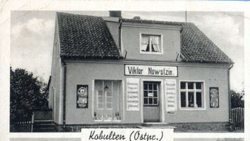 Kobulten, Ort und Gut, Kreis Ortelsburg Kobulten, Ort und Gut, Geschäftshaus Viktor Nowolzin Кобультен, поселение и имение, торговый дом Виктора Новольцина