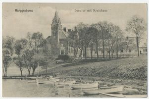 Treuburg, Kreis Treuburg Marggrabowa, Seeufer mit Kreishaus 