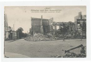 Schloßberg, Kreisstadt, Kreis Schloßberg Pillkallen Kr. Schlossberg, Komm´sche Ecke und Lasdehner Str. nach dem Russeneinfall 