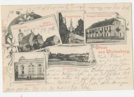 Wartenburg Kr. Allenstein, Stadt, Kreis Allenstein Wartenburg, Ortsansicht, Schulen und Kirchen 