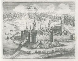 Soldau, Kreis Neidenburg Soldau, Ortsansicht, Kupferstich 