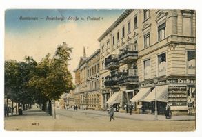 Gumbinnen, Stadt, Kreis Gumbinnen Friedrichstraße (fr. Insterburger Straße) 2 Gumbinnen, Insterburger Straße mit Postamt Гумбиннен, Инстербургерштрассе с почтовым отделением