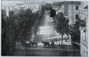 Tilsit, Stadt, Stadtkreis Tilsit Tilsit, Russische Artillerie zieht durch die Stadt Tilsit, Erster Weltkrieg, russische Besetzung und Befreiung 1914