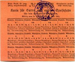 Allenstein, Stadtkreis Allenstein Allenstein, Karte für Butter und andere Speisefette 