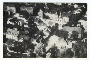 Gumbinnen, Stadt, Kreis Gumbinnen Gumbinnen, Luftbild vom Zentrum der Stadt aus Richtung Südost 