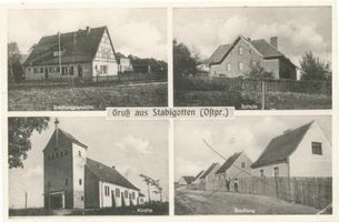 Stabigotten, Ort und Bahnstation, Kreis Allenstein Stabigotten, 4 Ansichten 
