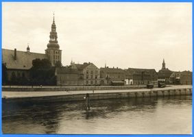 Tilsit, Stadt, Stadtkreis Tilsit Memelstraße Tilsit, Deutsche Kirche, Memelstr. mit Bollwerk XVIII Tilsit, Kai-Anlagen und Memelstr.