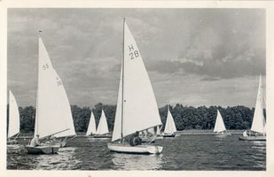 Rhein Kr. Lötzen, Kreis Lötzen Rhein Kr. Lötzen, Segelboote auf dem Rheiner See Райн, уезд Лётцен, парусные лодки на Райнском озере