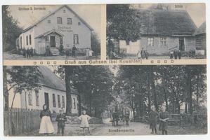 Guhsen, Kreis Treuburg Guhsen, Gasthaus, Schule, Straßenpartie 