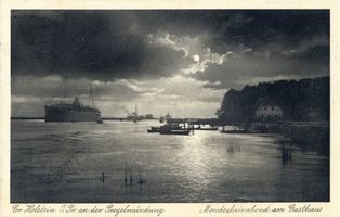 Groß Holstein, Stadtkreis Königsberg Groß Holstein, Mondscheinabend am Gasthaus Königsberg, Dörfer, Siedlungen und Außenbezirke im Stadtkreis