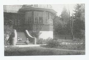 Metgethen, Ort und Bahnstation, Stadtkreis Königsberg Adolf-Hitler-Weg 33 Metgethen, Adolf-Hitler-Weg, Ecke Wiesenweg, Villa Kuttenkeuler Metgethen, Häuser früher und heute