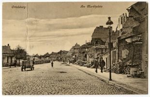 Ortelsburg, Stadt, Kreis Ortelsburg Ortelsburg, Zerstörte Häuser am Markt III Erster Weltkrieg
